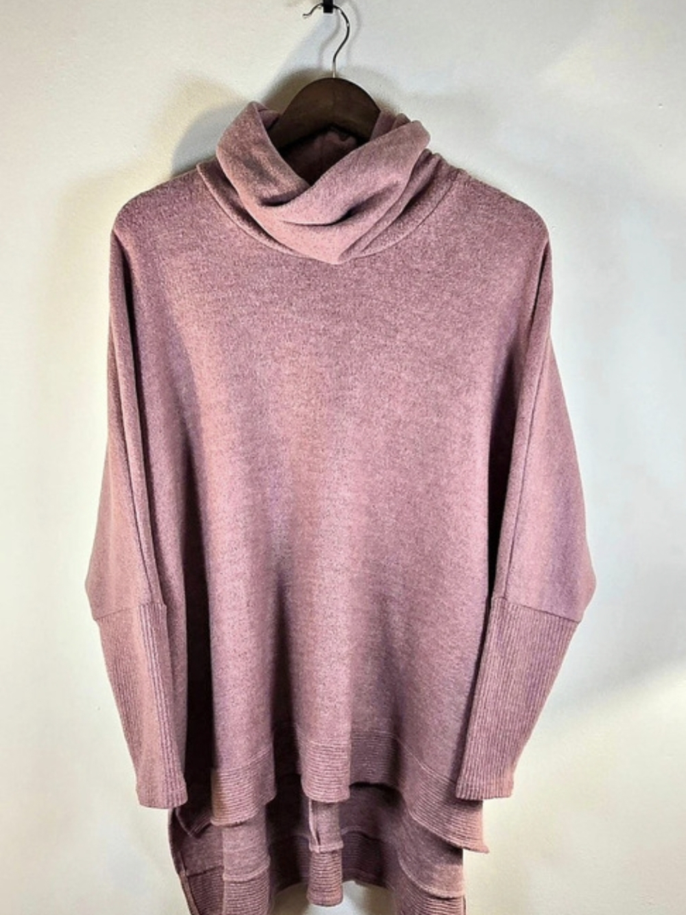 CHERISH Mauve Pink Slouchy Cowl Neck Dolman Oversized Tunic Sweater Sz XS/S